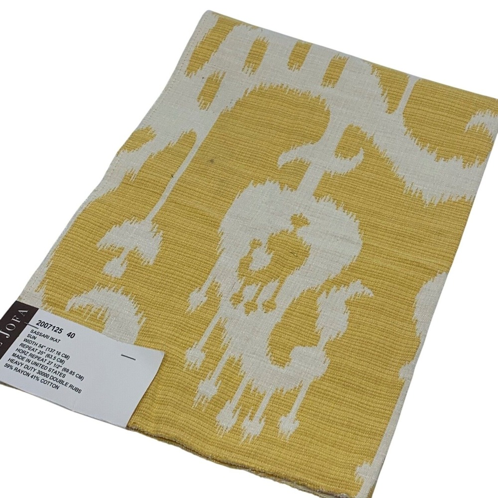 Lee‎ Jofa Sassari Ikat Sun Yellow/Cream Rayon Blend Fabric Sample Remnant Crafts